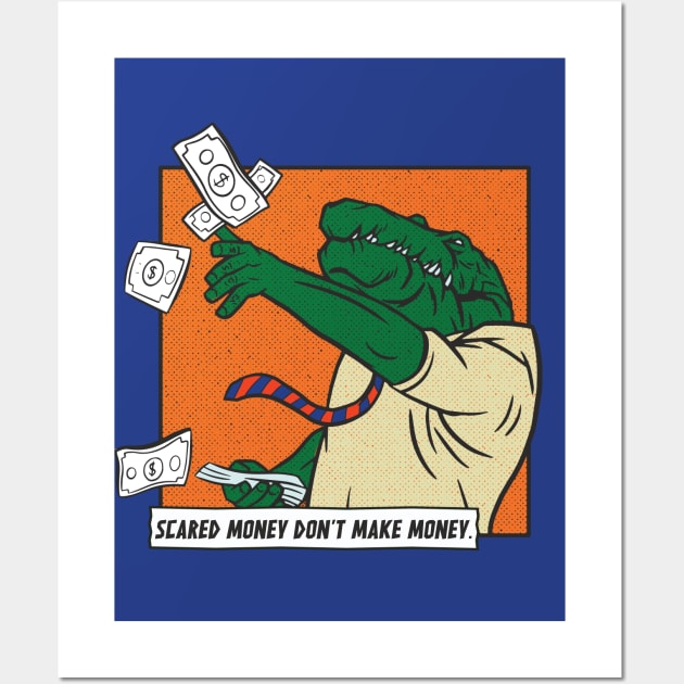 Scared Money Don't Make Money // Florida Blue & Orange Comic Wall Art by SLAG_Creative